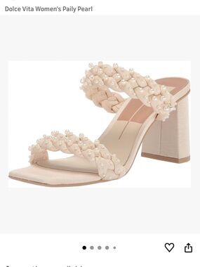 Dolce Vita Beige Braided Pearl-Embellished Slide Heels